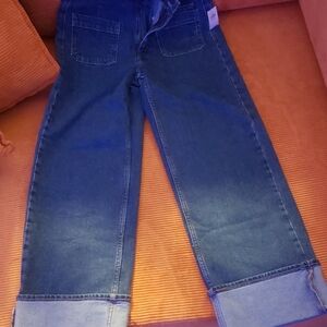 Old Navy Dark Blue Petite Wide-Leg Jeans